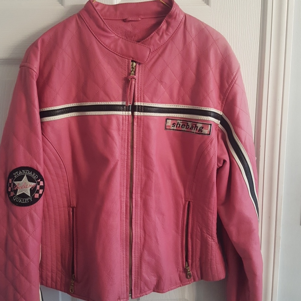 Pink leather jacket
